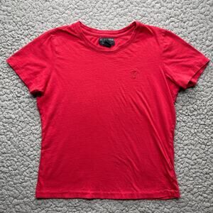 Ralph Lauren RL Shirt Womens Large Red Crew Neck Short Sleeve Embroidered VTG